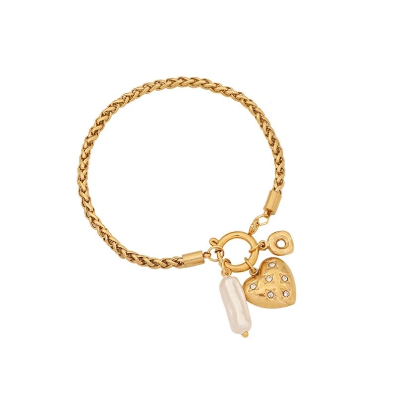 Exaggerated Heart Pendant Bracelet Charm Bracelet Stainless Steel Texture Fashionable and Trendy Wrist Jewelry for Women