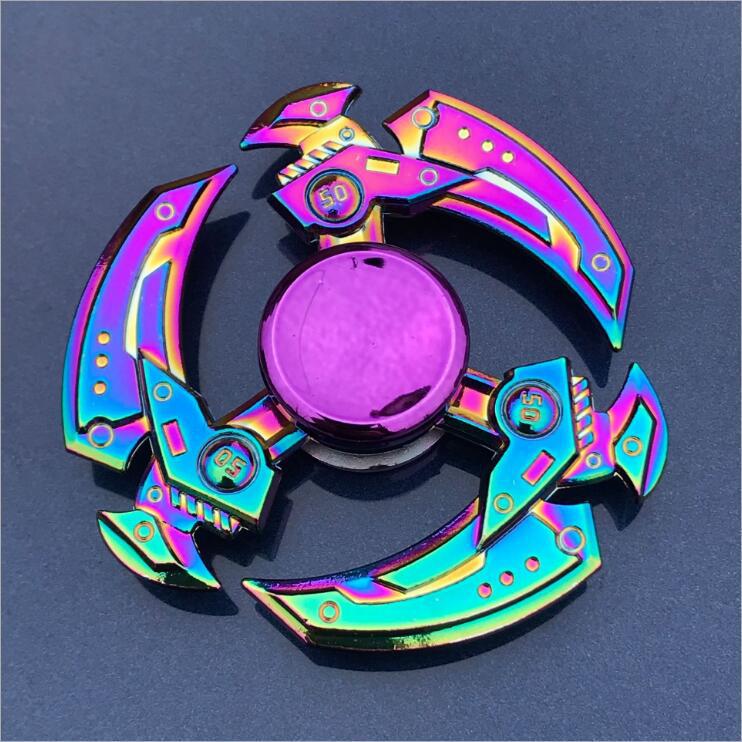 Colorful Zinc Alloy Fidget Spinner: Black Tech Stress-Relief Toy for Students and Kids.