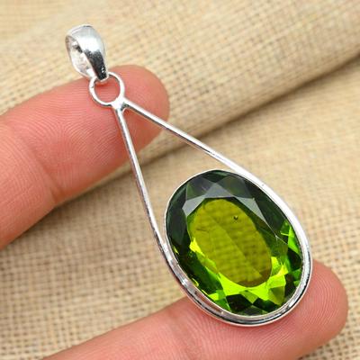 Green Peridot 925 Sterling Silver Handmade Designer Jewelry Gemstone Pendant