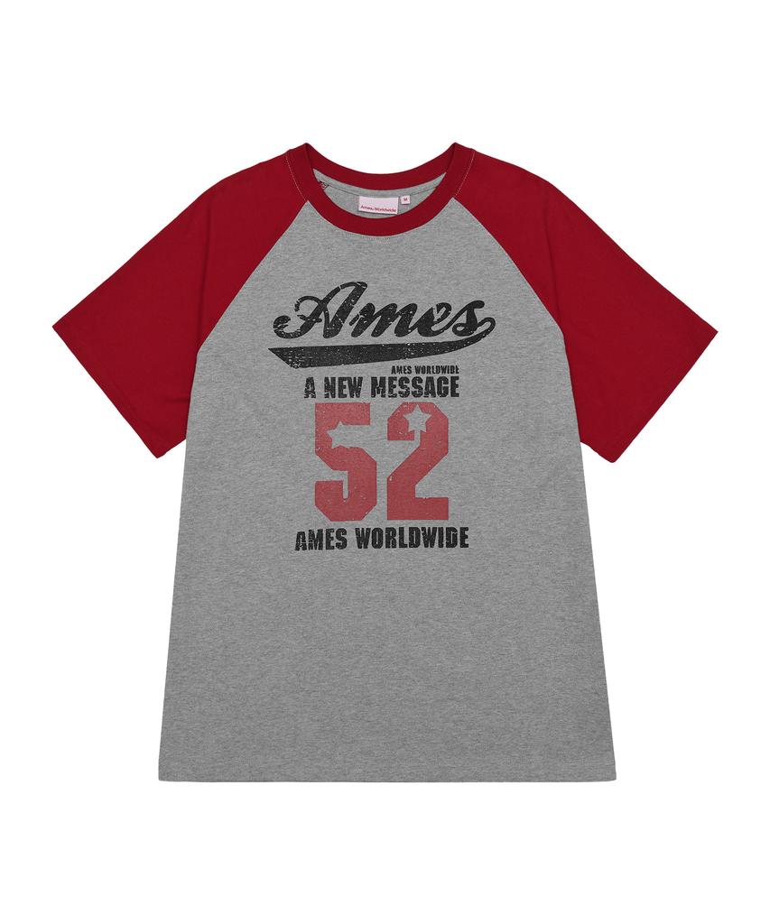 AMES-WORLDWIDE 52 Logo Raglan Tee Red