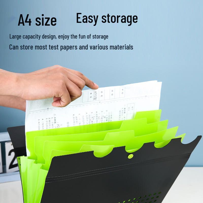 A4 Multi-Layer 5-Compartment Accordion Document Bag with Snap Closure