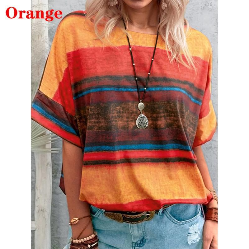 2024 Women Summer Fashion Short Sleeve Casual Round Neck Loose Cotton T-shirts