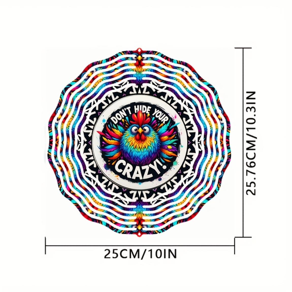

10-дюймовый 3D кинетический ветряк Не скрывай свое безумие - Вращающееся на 360° металлическое искусство для сада и двора, Яркий декор для дома и улицы - Уникальный 01A