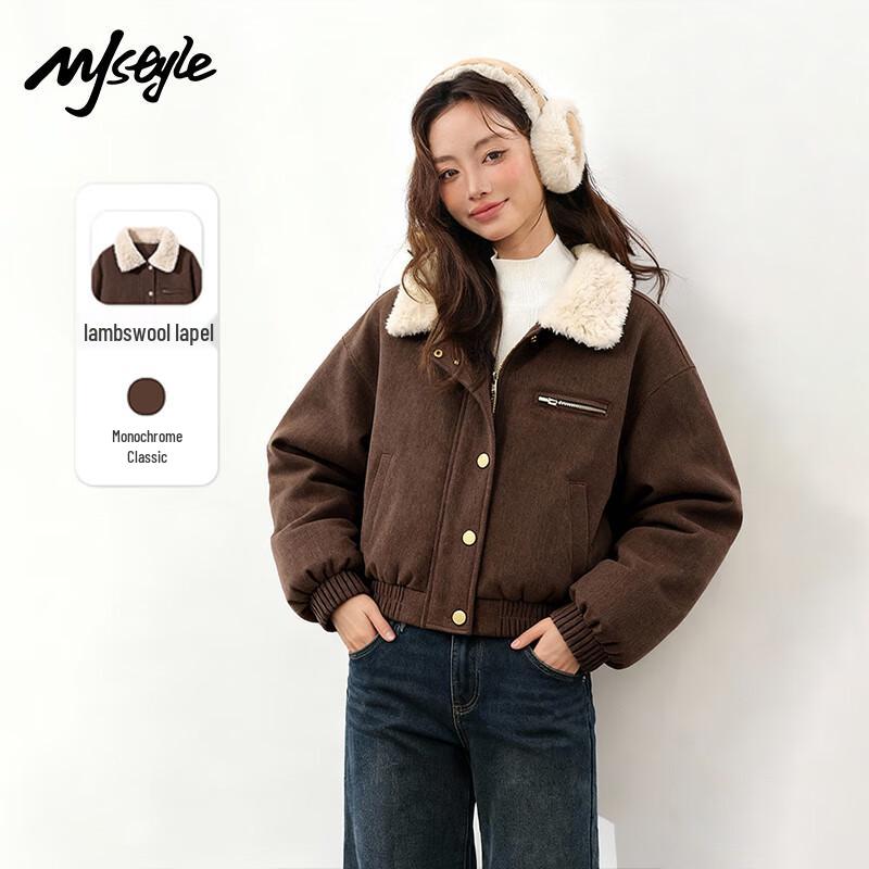 

MJ STYLE Women s Winter Padded Lapel Jacket XL