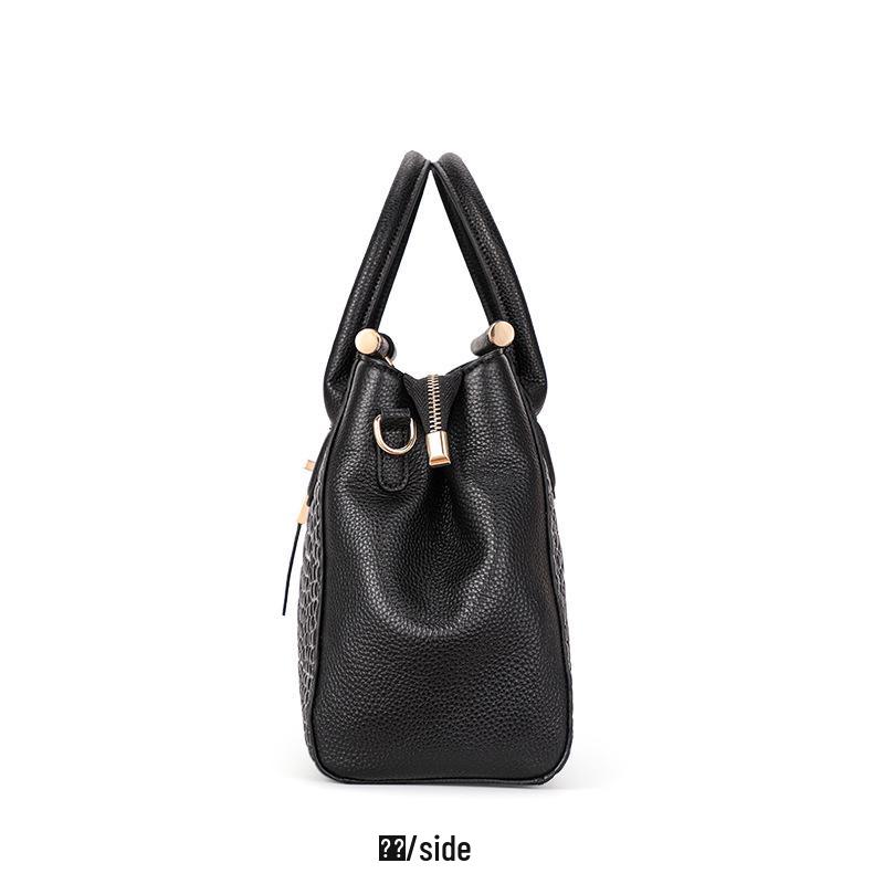 2025 Luxury Women's Genuine Leather Handbag, High-Capacity Stone Pattern Design