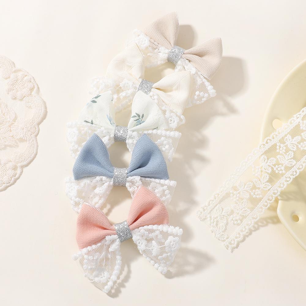 2pcs New Lace Kids Bow Hair Clip for Women Sweet Creative Bangs Clip Cute Side Hairpin BB Clip Girl Hair Accessories Gifts