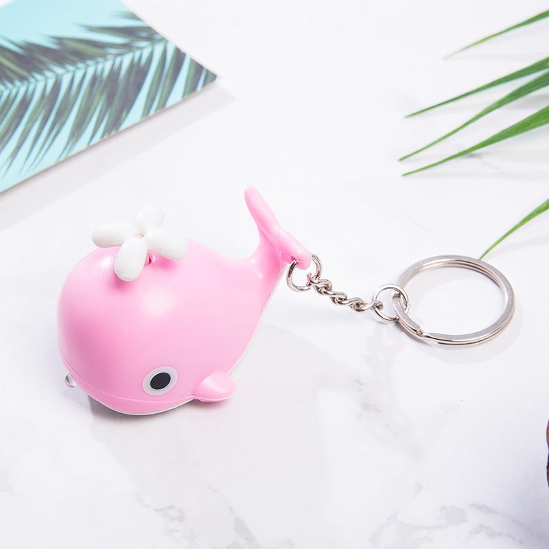 Whale LED Sound Keychain Mini Flashlight & Bag Pendant
