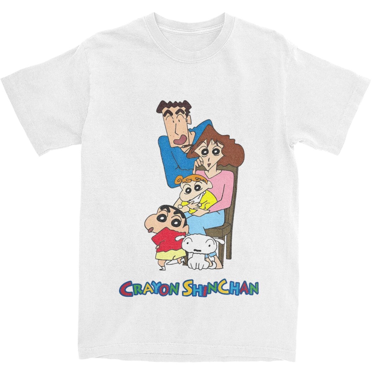 Crayon Shinchan Family Cartoon Print T-shirt S