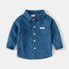 Children's Clothing Spring and Autumn Kids Long Sleeves Shirt Clothes Boys' Denim Shirt Baby Boy Casual Pure Color Square Collar Top