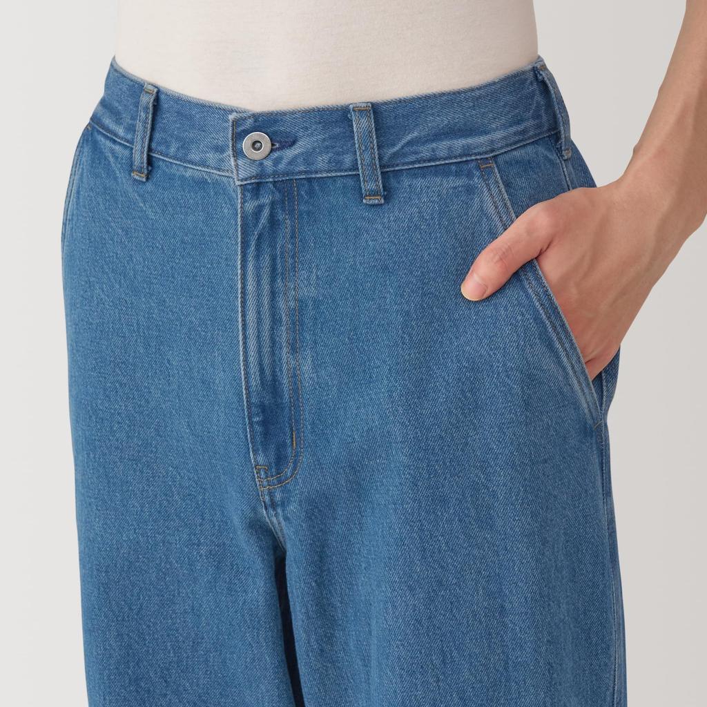 MUJI Men's Wide-leg Kapok-Blend Denim Pants (AE0Y7A4A), Blue, Size XL