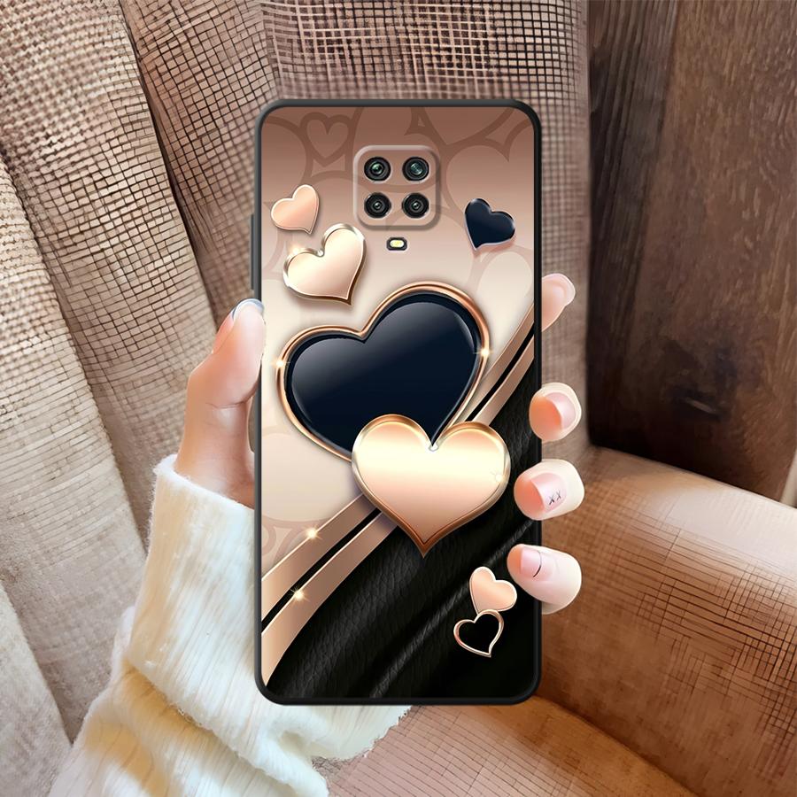 Herzförmiges Design Hülle für Xiaomi Redmi Note 7 8 9S 10S 11s 9 10 11 12 Pro 12s 13 14 Pro Plus Schwarze Weiche Handyhülle