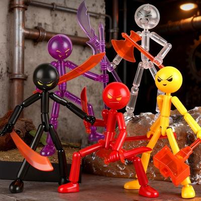 Posable Stickman Action Figure with DIY Accessories Stress Relief Movable Joints Stickman Fidget Toy Desktop Decoration Collectors Gift
