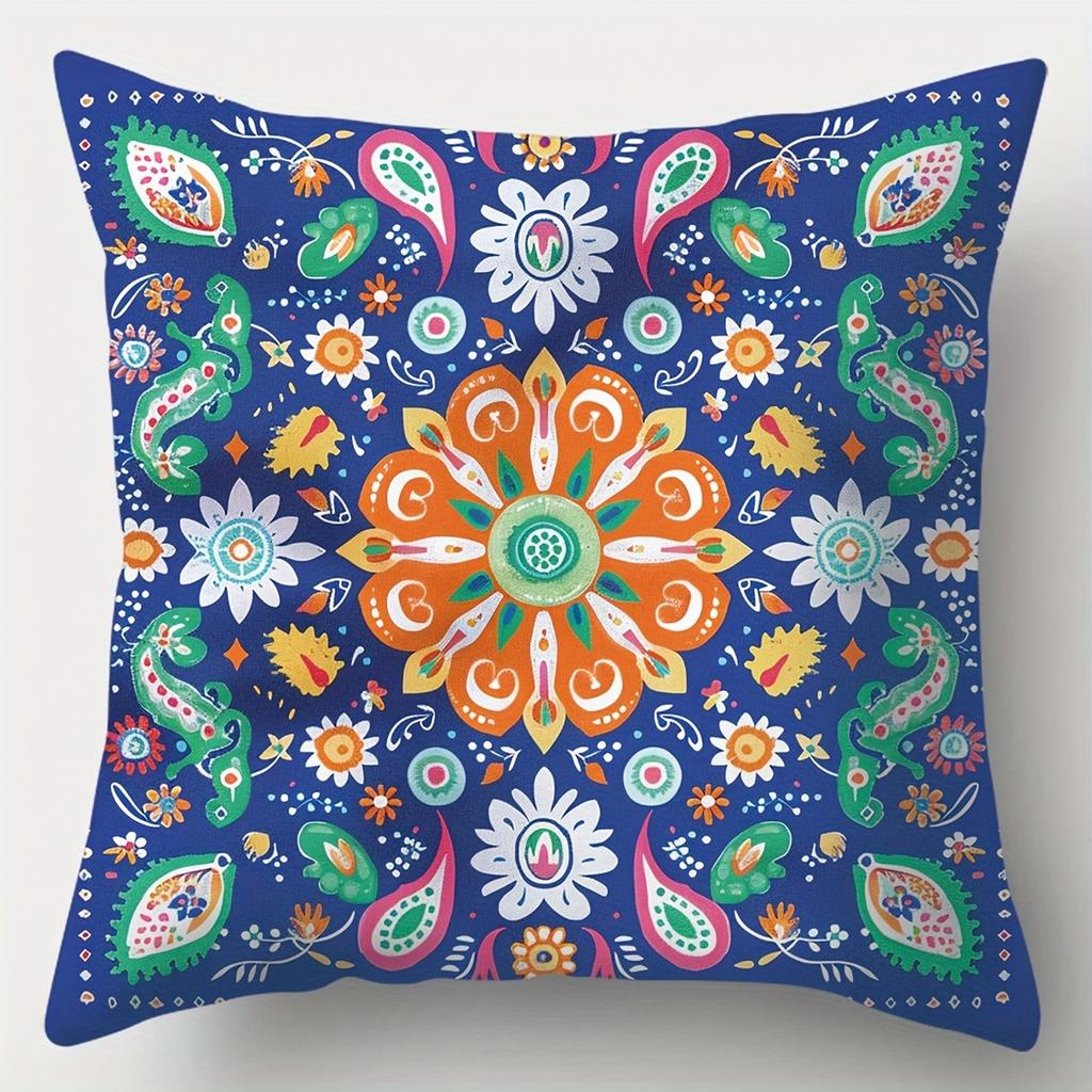 Colorful Floral Patterned Throw Pillow Cushions Decor Polyester pillowcase, sofa decorative cushion cov Headboard Pillow