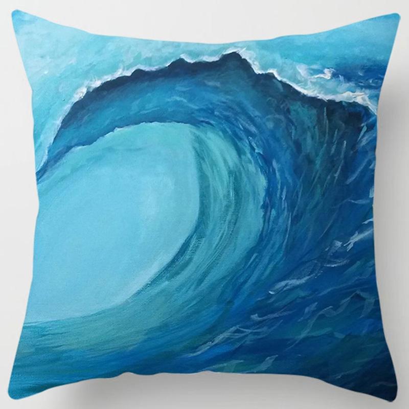 Blue Wave Pattern Cushion Cover for Home Living Room Sofa Office Decoration Throw Pillow Cover