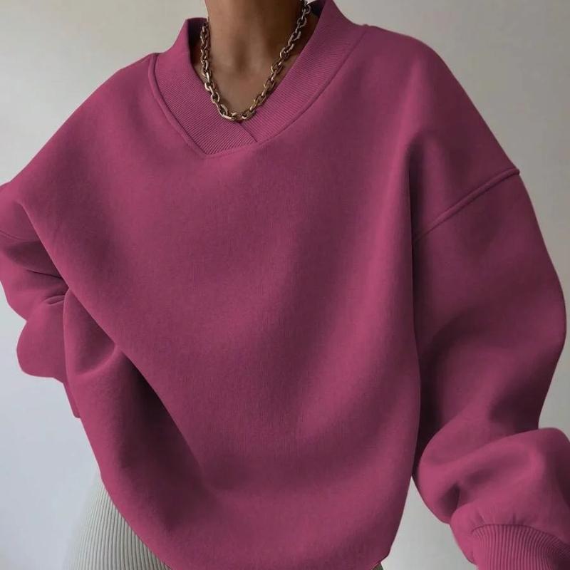 Women's Casual Sweatshirts Solid Color Long Sleeve Round Neck Loose Fit Oversize Sweatshirt Hoodie