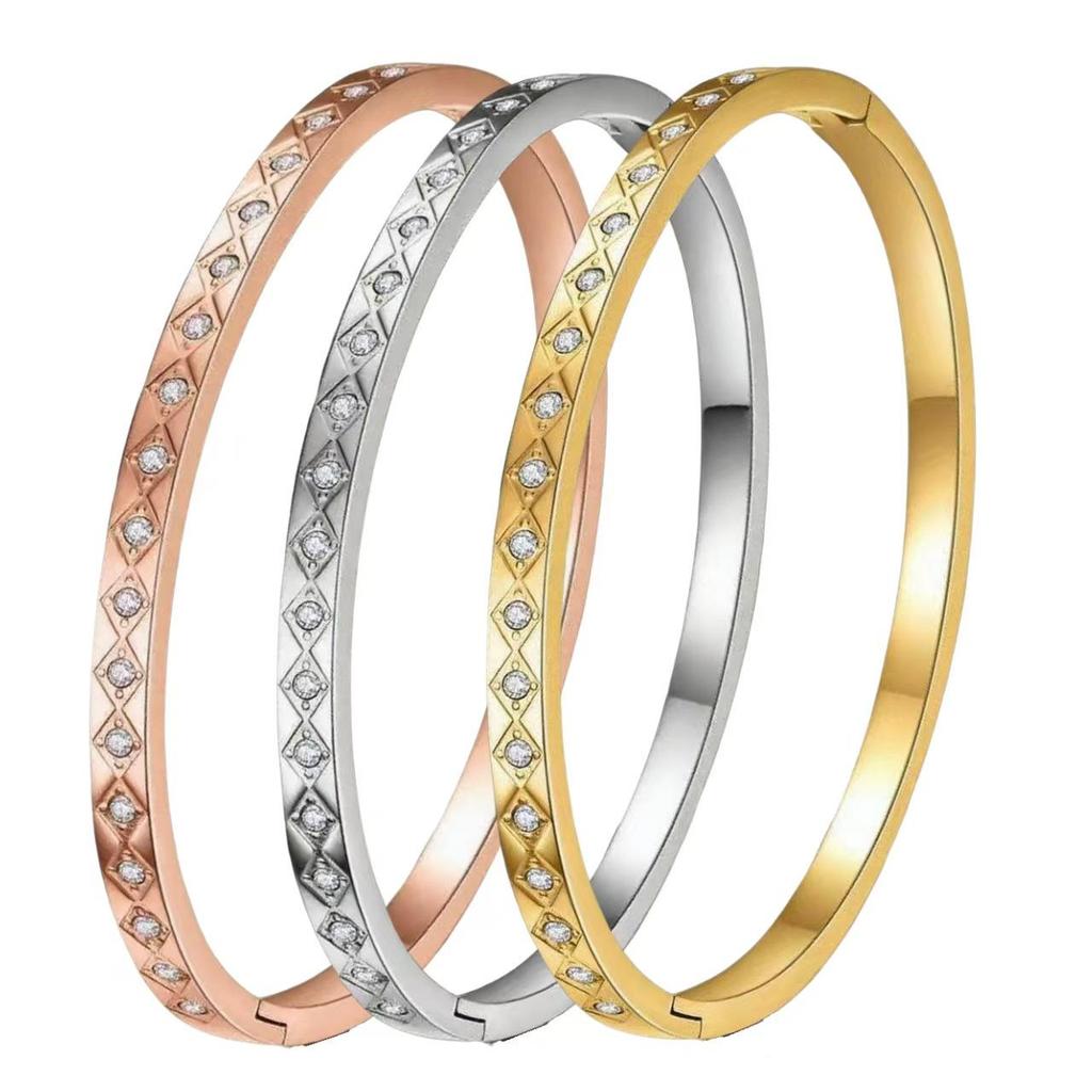 Women's High-End Fashionable Titanium Steel Full Diamond Bracelet – Personalized Design