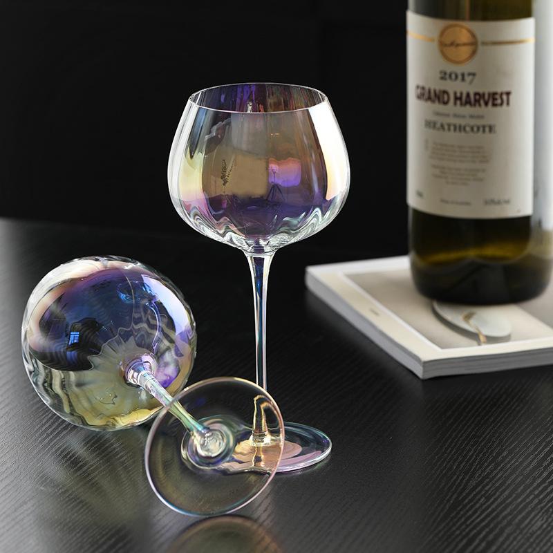 1/2PCS Light Luxury Creative Prism Colorful Red Wine Glass Household Goblet Electroplated Crystal Glass Wine Glass Wine Set