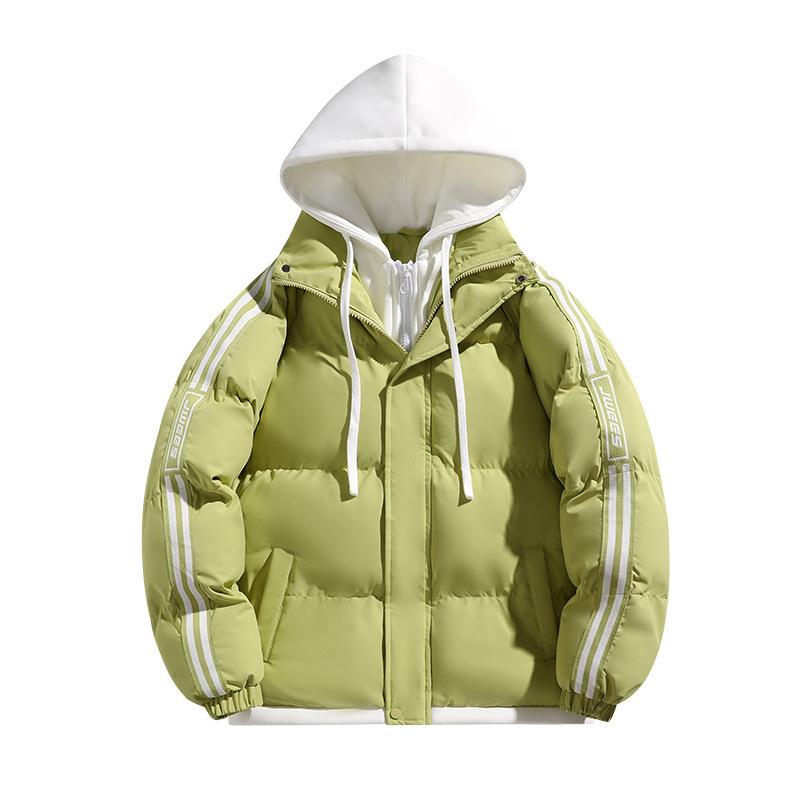 Winter Baumwollwattierte Herren Kapuzen-Fake-Zweiteiler Wattierte Brotmantel Jacke