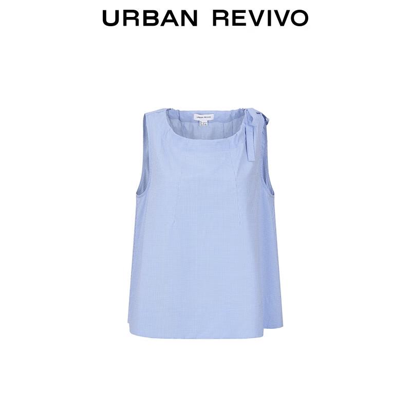 UR 2025 Autumn Women's Plaid Sleeveless Blouse