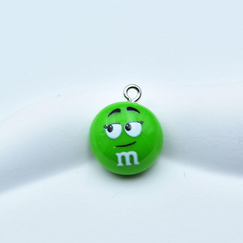 Colorful Food Toy Keychain: Cartoon Resin Chocolate Bean Pendant for DIY Jewelry Accessories