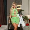 Women Large Breast Lace Bras Set Womens Sexy Rhinestones Fishnet Long Sleeve Crop Top And Shorts Two Piece Bride Lingerie