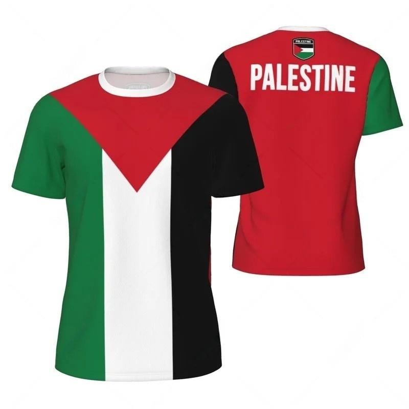 

Модные футболки с флагом Палестины для мужчин, летний тренд, национальная эмблема, спортивные футболки с 3D-принтом, повседневные футболки оверсайз для детей 5XL