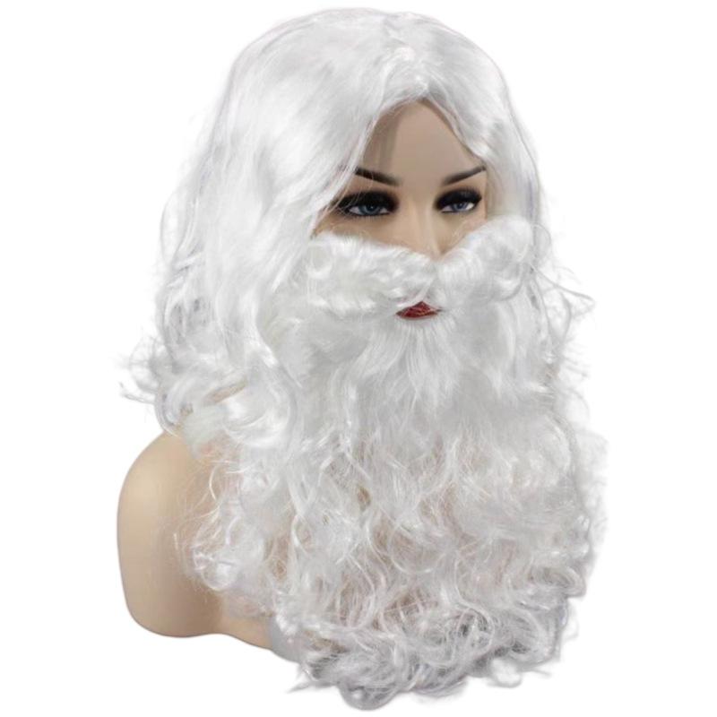 Christmas Santa Claus Men's Beard Wig Set Cosplay Women's White Beard Fancy Funny Headwear Holiday Dress Up Party Halloween