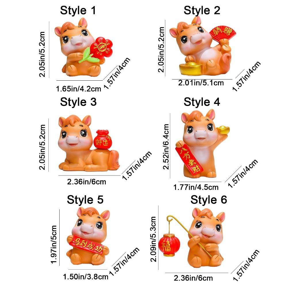 Resin Zodiac Horse Mascot Chinese Style Horse Statue Cute Horse Ornaments  Table