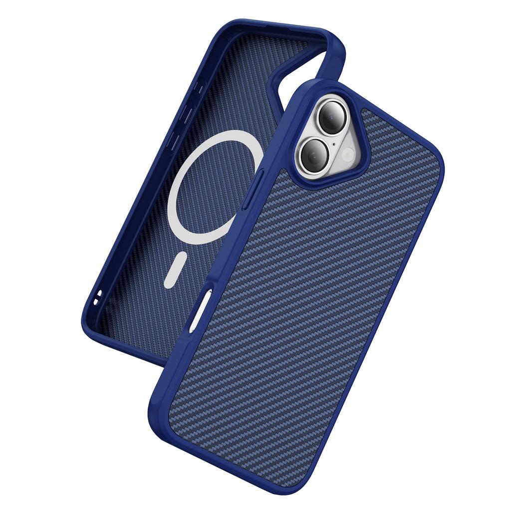 For iPhone 17 Case Carbon Fiber Texture PC+TPU Phone Cover Compatible with MagSafe