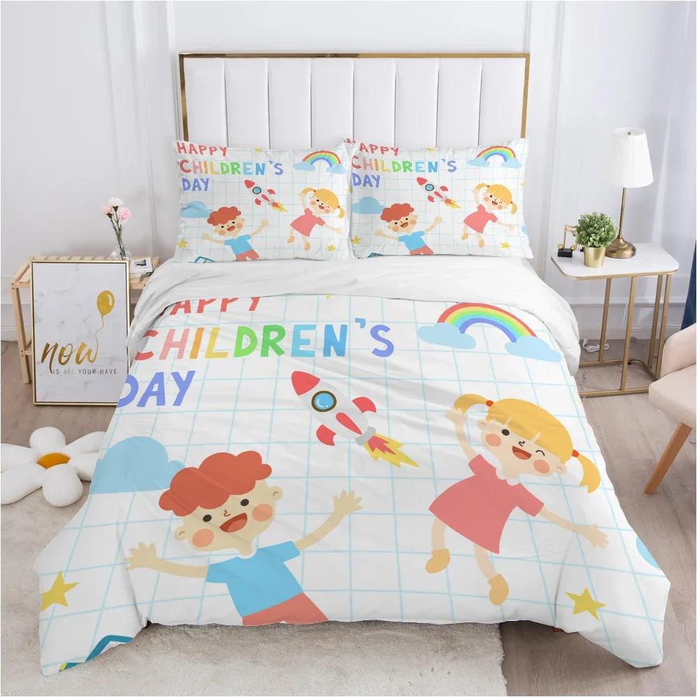 Astronaut Children Bedding Set for Kids Baby Child King Queen Quilt Cartoon Duvet Cover Set Pillowcase Bed Linens Bedclothes