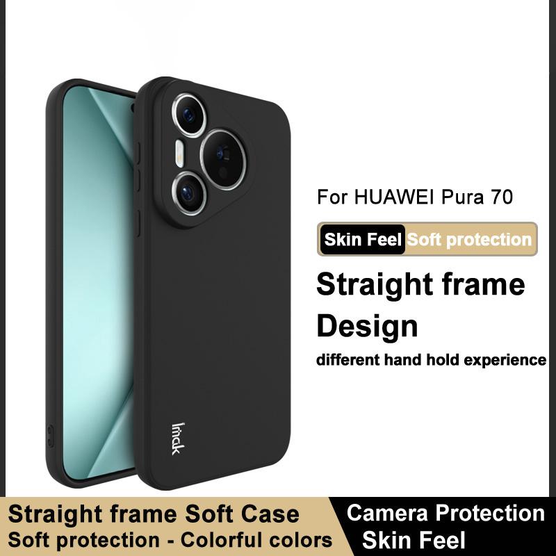 

IMAK UC-4 Series For Huawei Pura 70 Flexible TPU Case Straight Edge Protective Phone Cover Black
