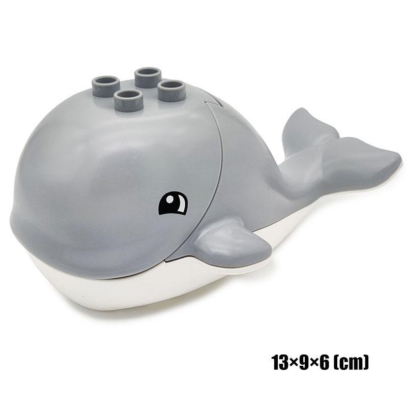 1Pcs Big Block Building Classic Marine Animal Wildlife Penguin Whale Compatible Duplo Bricks Set Supplement Toy For Children