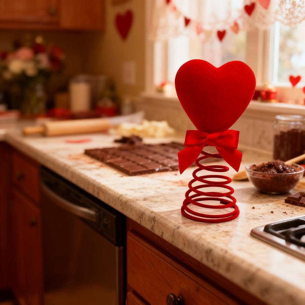 Red heart with spring tree top decoration, creative indoor atmosphere, Christmas top decoration, heart decoration