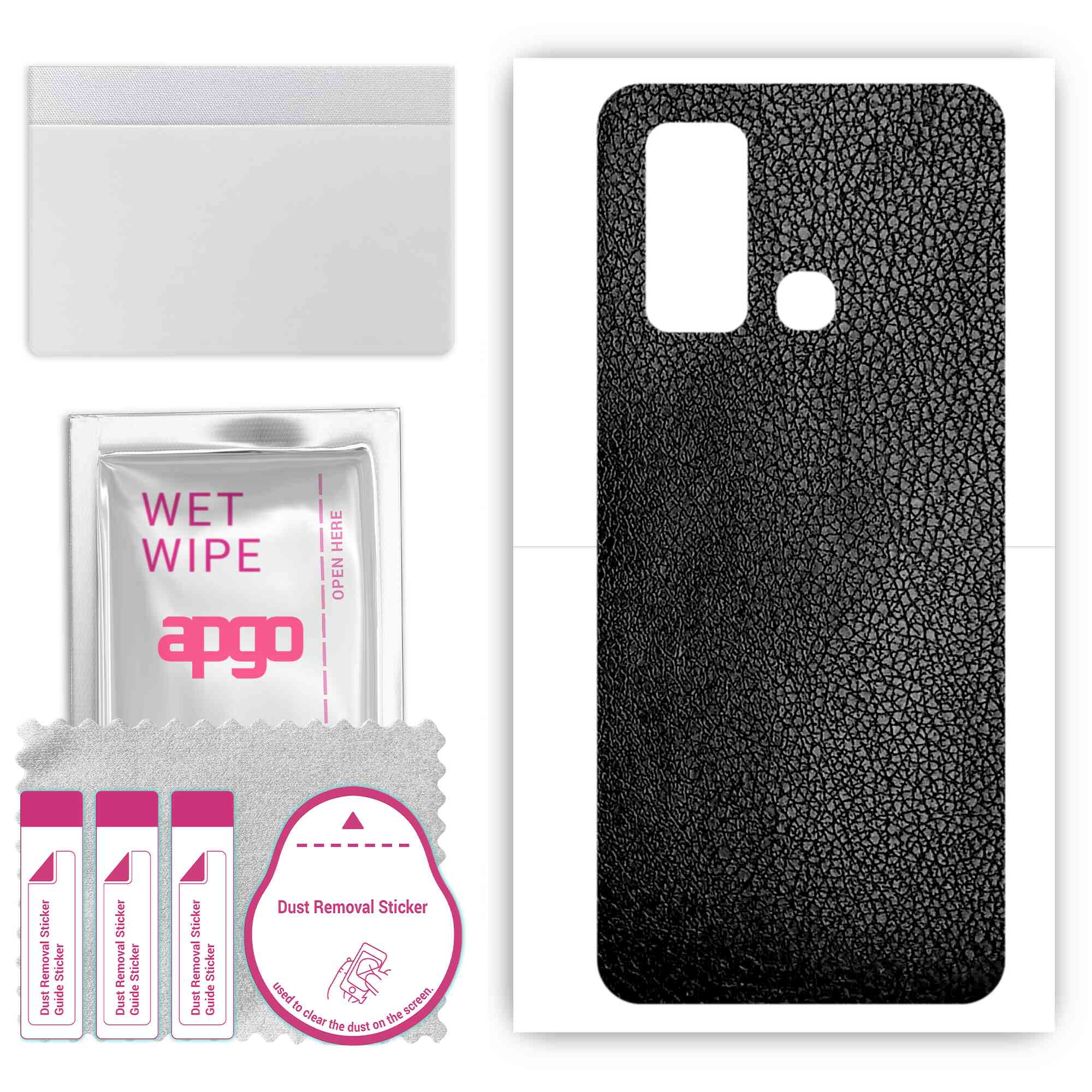 

apgo Protective Skin Sticker for the back compatible with vivo Z6 5G, Wrap Film, Foil, Vinyl - Pattern Black Leather