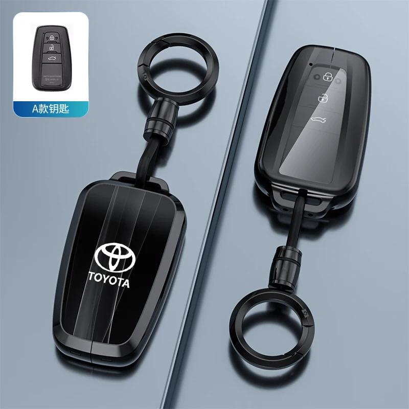 New Zinc Alloy Leather Car Key Case Cover Shell For Toyota CHR Hilux Fortuner VHFDT6 Land Cruiser 200 Camry Corolla Crown RAV4 Highland