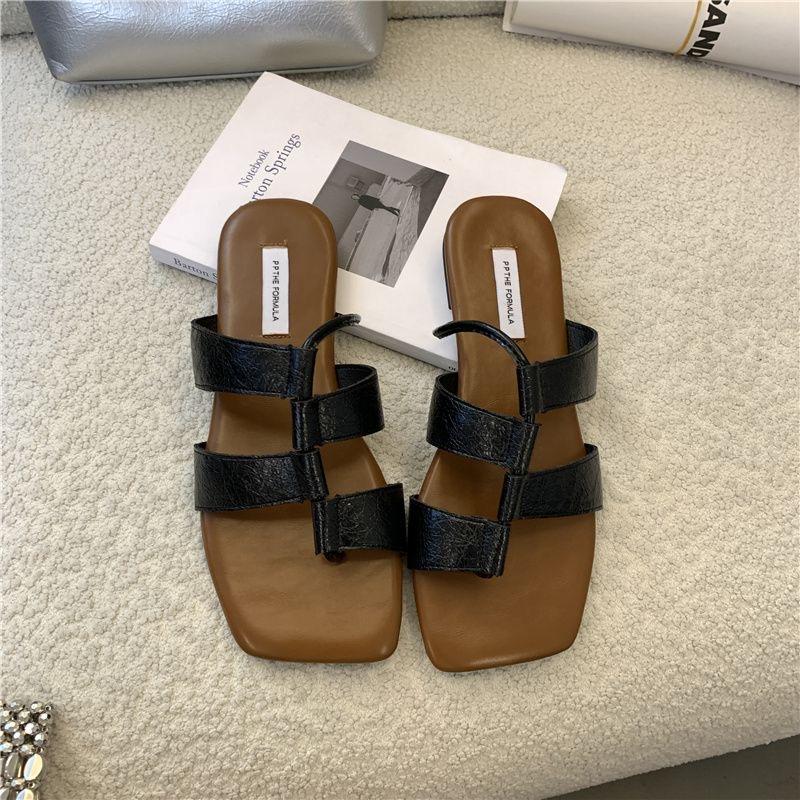 

Мода 2025 Новые Высококачественные Летние Шлепанцы с Квадратным Носком и Зажимом для Пальца Женские Балетки Сандалии Модная Обувь Повседневные Женские Шлепанцы Пляжные Слайды 40 чёрный