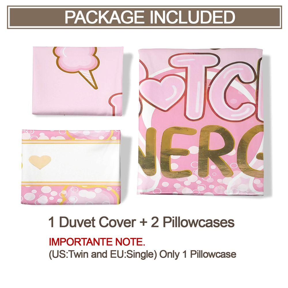 2/3Pcs Pink Aesthetic Bad Btch Energy Duvet Cover Set (1 Duvet Cover & 1/2 Pillowcase) Soft BAD Bedding Set for Bedroom Decor