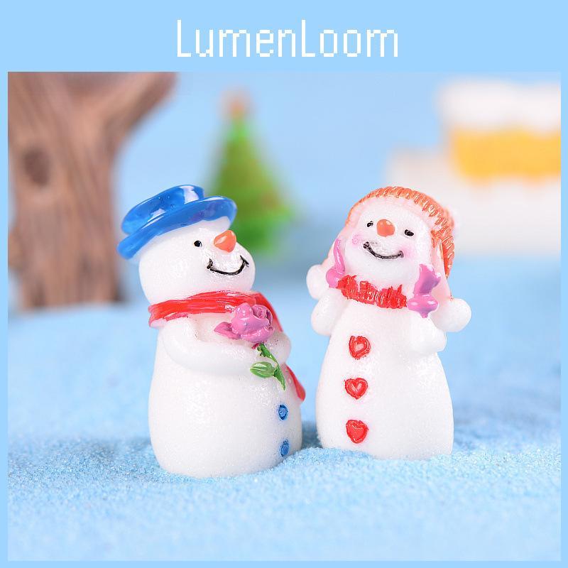 Adorable Resin Christmas Couple Snowman Figurines Perfect For Diy Miniature Gardens