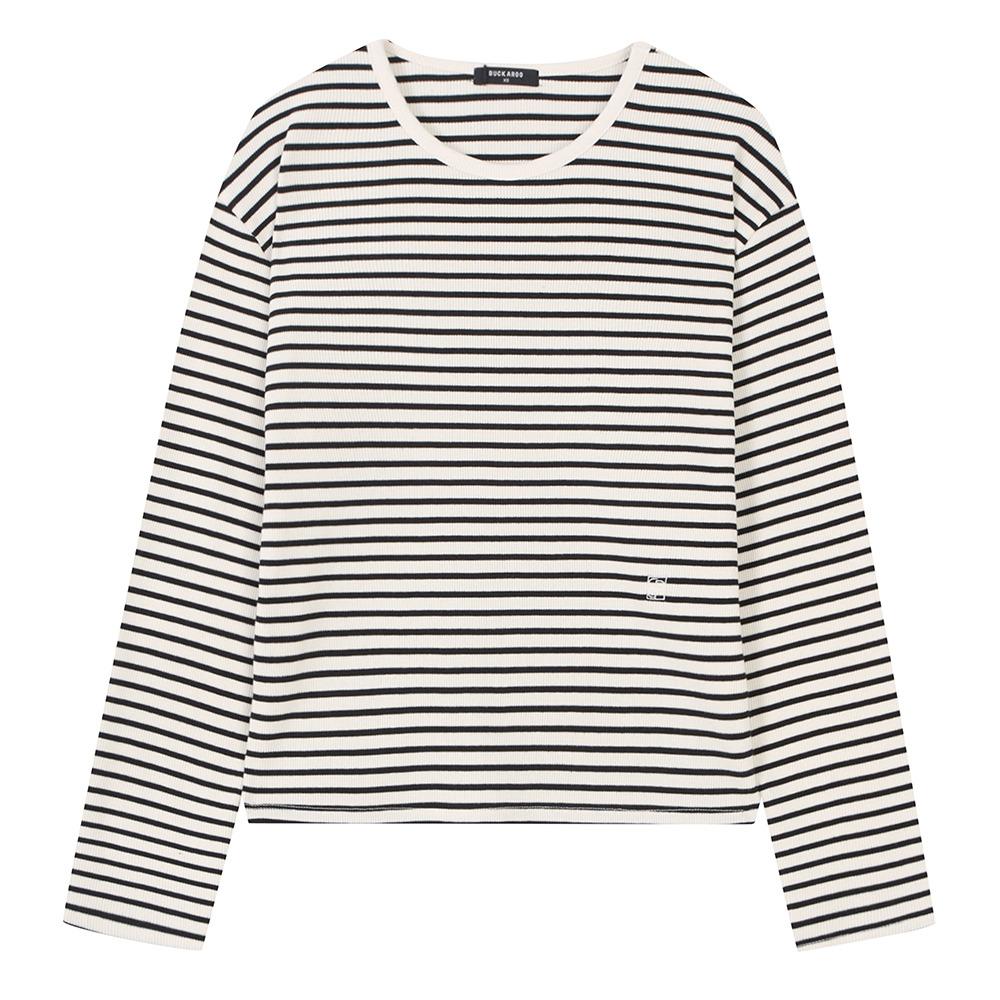 Burkeru Women S Striped Long Sleeve T-Shirt White White_Xs