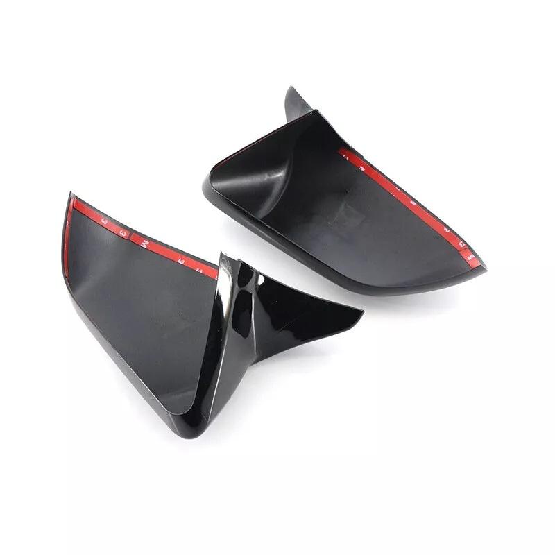 1 Pair Side Mirror Covers for Ford Mustang 2015-2025 Horn Style ABS Plastic Glossy Black Car Exterior Accessories