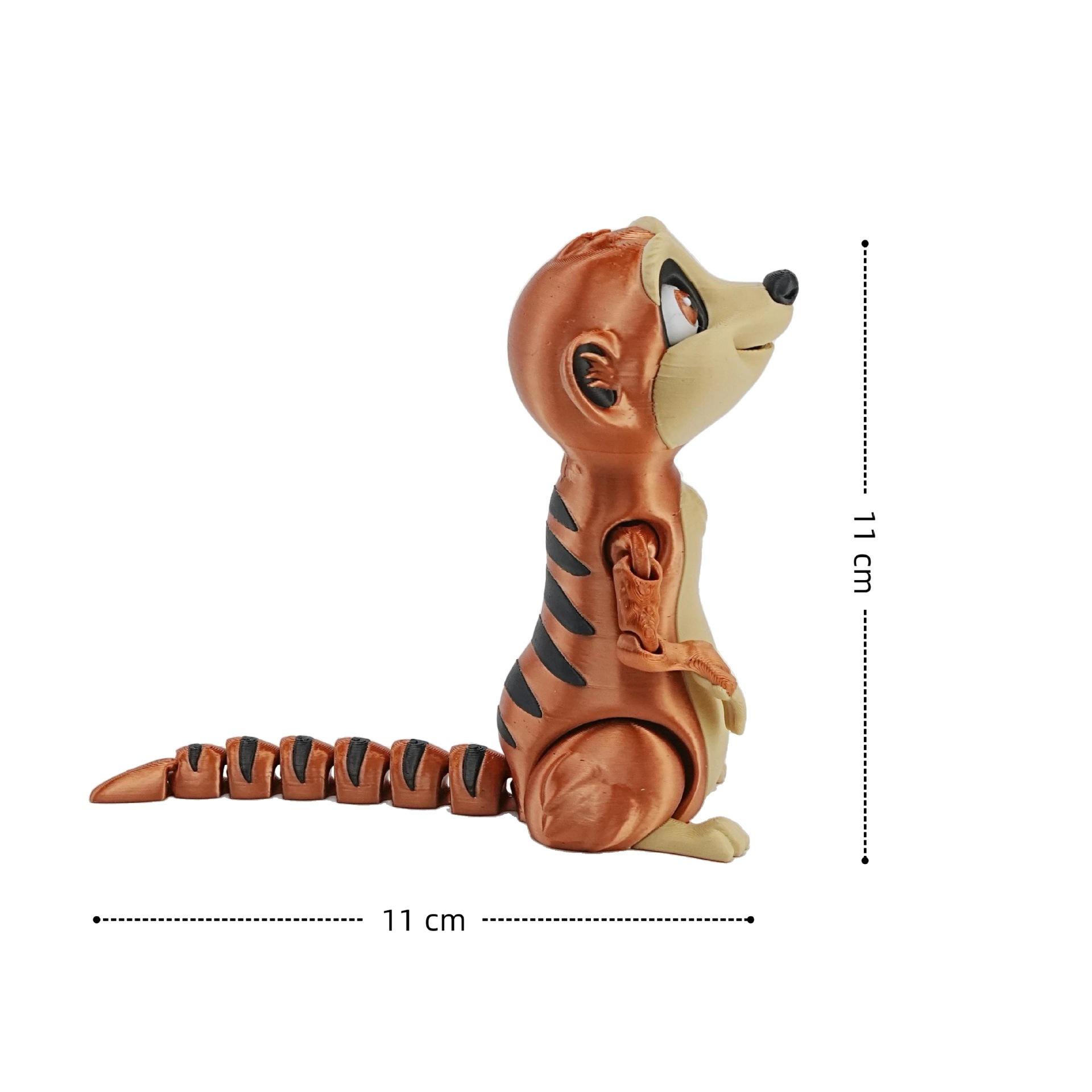 3D Printed Cute Pet Meerkat Toy Joint Movable Simulation Animal Meerkat Model Home Office Decor Ornaments Kids Collection Gift
