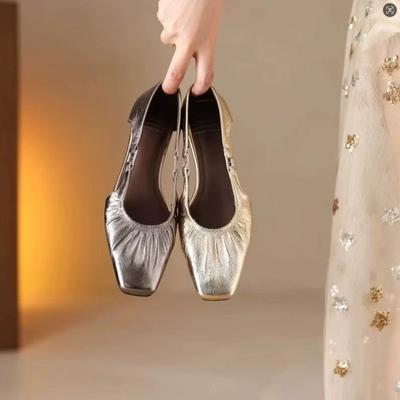 Fashion Hot Selling Women Heeled Sandal Square Toe Casual Loafers Woman 2025 New Trend Summer Dress Soft Leather Comfort Shallow Zapatos