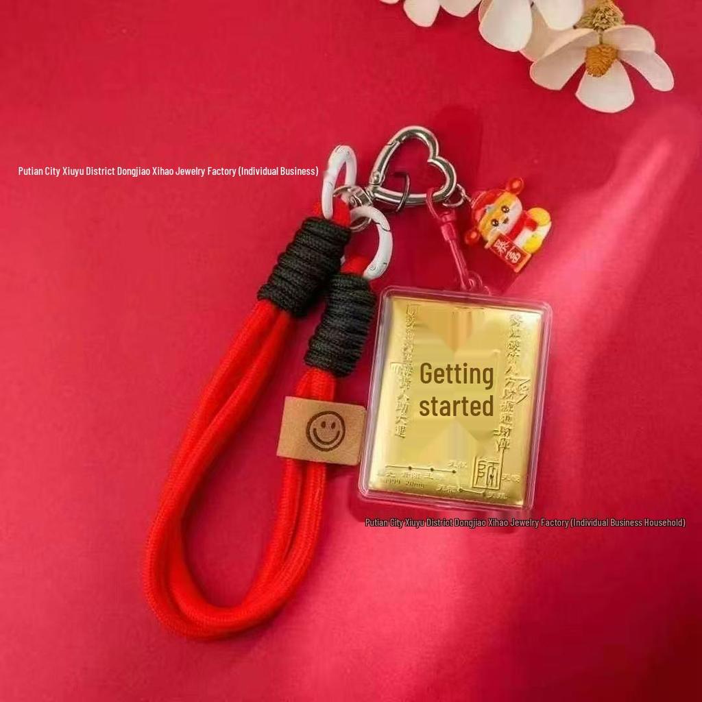 999 Gold Keychain Wealth Pendant: Trendy Fortune Mobile Charm Bestseller Gift.