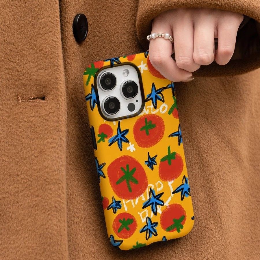 

Чехол для телефона Graffiti Tomato для Apple iPhone 16 Pro Max - ПК пленка, мультяшный жесткий чехол, креативная противоударная накладка для телефона для iPhone 15/14/13/12/11/Pro/Plus Apple XR