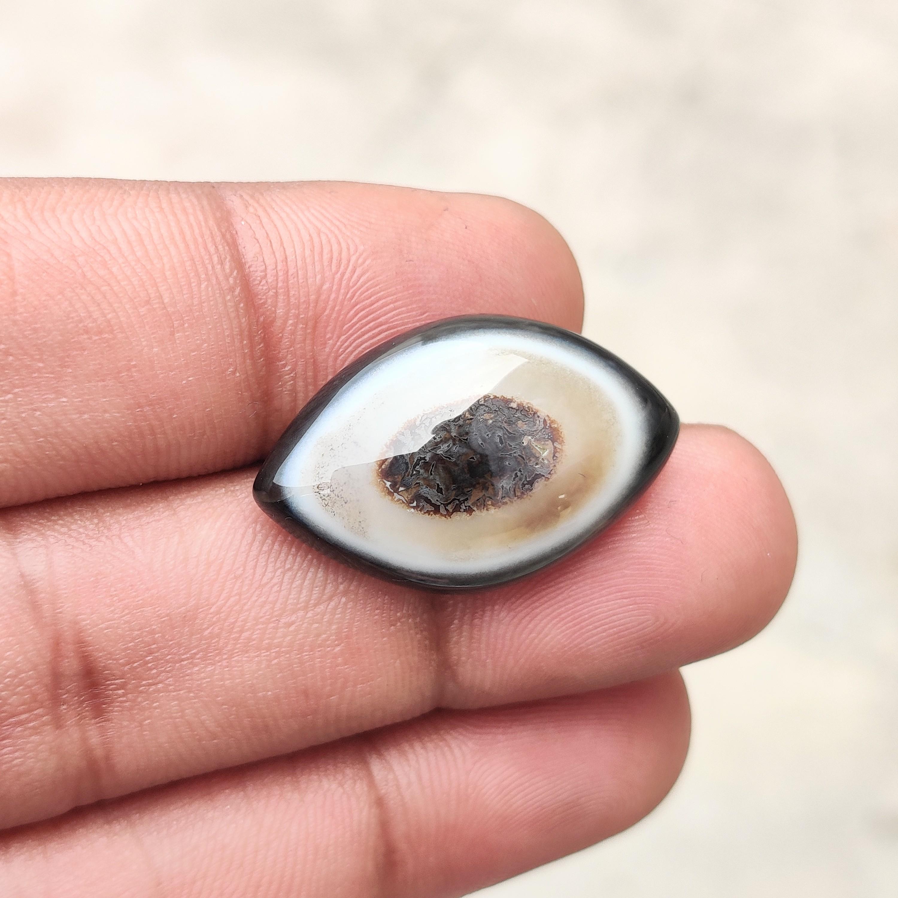 

Banded Eye Agate Cabochon Gemstone, 25.30 Carat Stone, 27x16x8 MM Size. 25.30 Carat, 27x16x8 MM