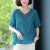 T-shirt for Women Summer Large Size Cotton T-shirt Soft Loose V Neck Casual Comfortable Pullover T-shirt Top