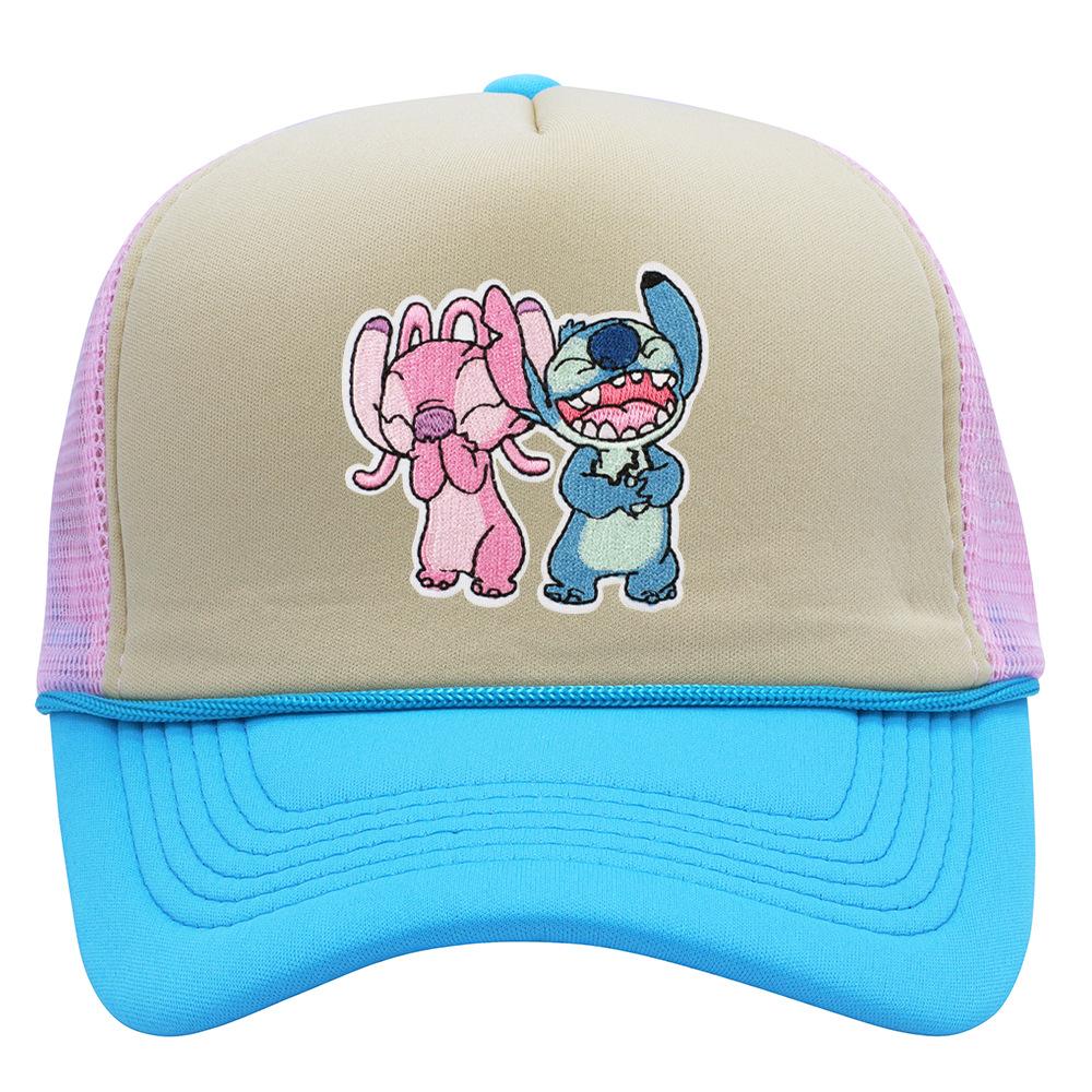 Labeling cartoon Stitch net hat color matching men's and women's baseball caps outdoor travel sunshade truck hat tide