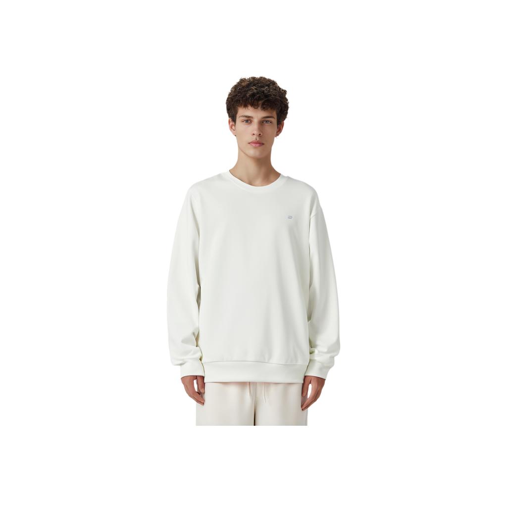 Skechers Colorful Casual Series Solid Color Fleece Knit Crewneck Sweatshirt Unisex Sweatshirt Cotton-Candy-White L423U153-0074