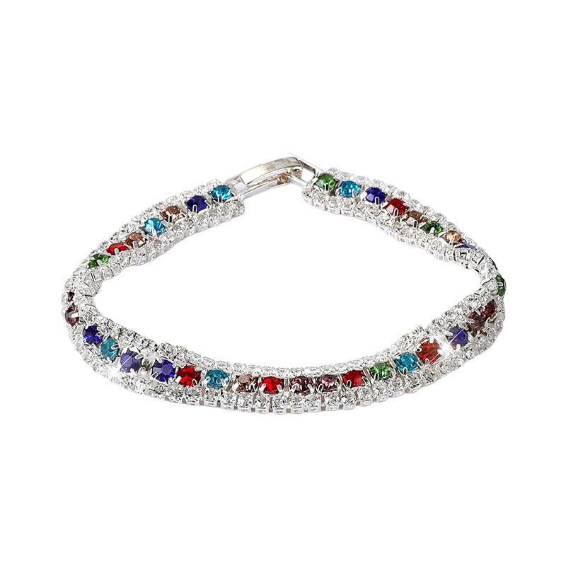 Multi-colored rhinestone bracelet Super flash diamond-set bracelet Full diamond imitation crystal jewelry