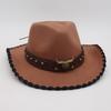 Tibetan Vacation Hemming Top Hat Men'S And Women'S Hat Cowboy Hat Simple Ethnic Style Jazz Hat